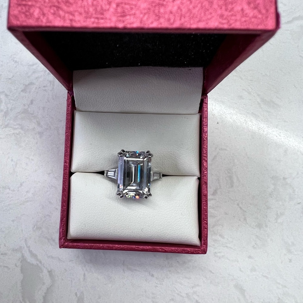 Berricle emerald cut cubic zirconia statement ring size 5.